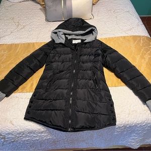 Black long puffer winter coat